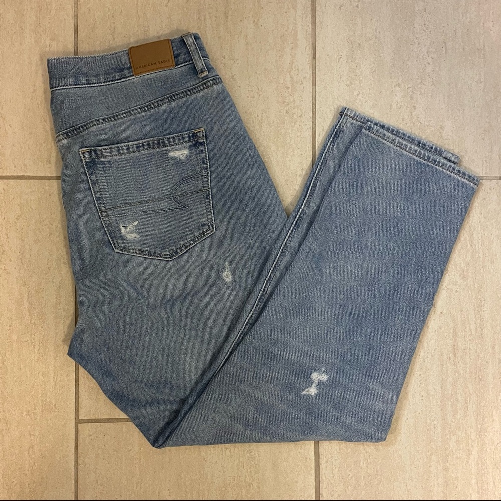 Distressed American High Rise Eagle Ankle Mom Jeans